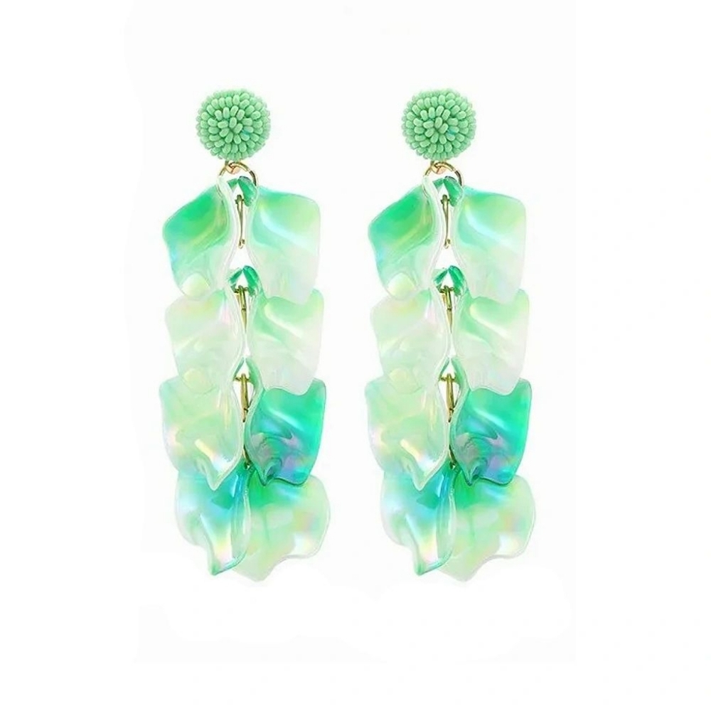 Flowing Green Pearlescent Earrings - Picture 1 of 1